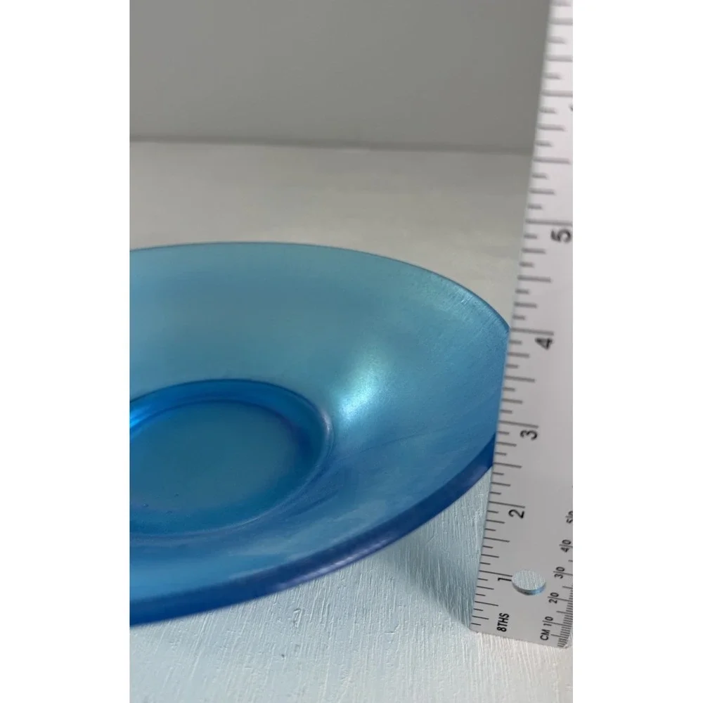 1920s NORTHWOOD Celeste Blue iridescence Stretch Glass Flared Bowl 9.75 inches